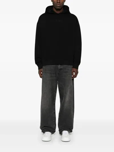 Fendi Men Sweatshirt With Logo In Black