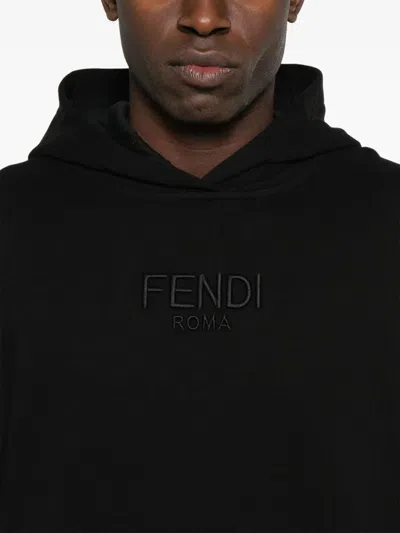 Fendi Men Sweatshirt With Logo In Black
