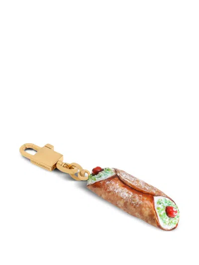 Dolce & Gabbana Resin And Metal Keychain With Gold-tone Hardware In Gold