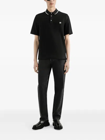 Dolce & Gabbana Cotton Pique Polo In Black