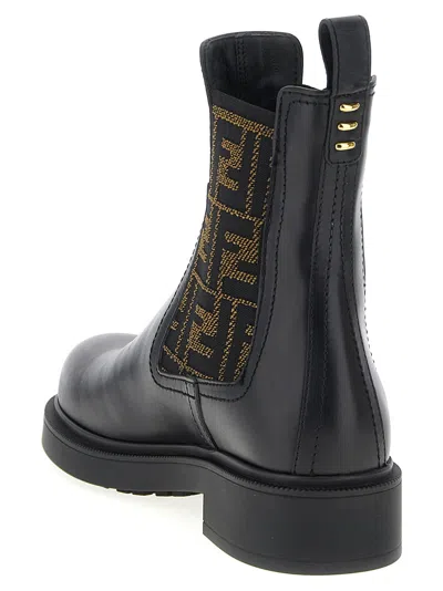 Fendi Ankle Boots With Elastic Side Panels In Black