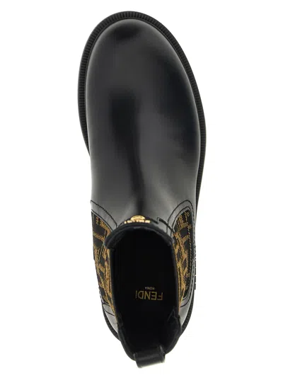 Fendi Ankle Boots With Elastic Side Panels In Black