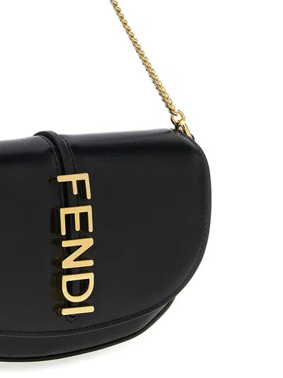 Fendi Chain Wallet Gold-tone Hardware In Black