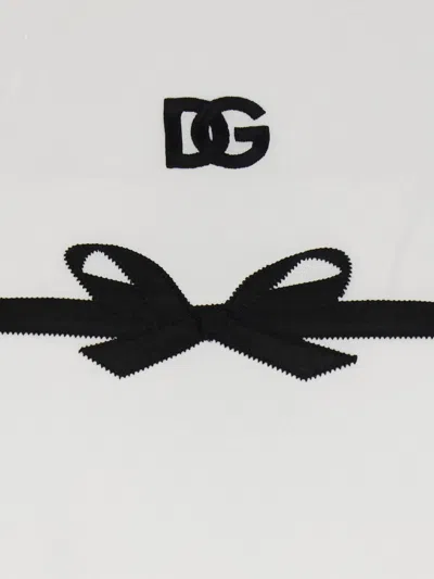 Dolce & Gabbana Embroidered Bow Detail Jersey T-shirt In White