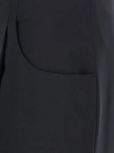 Fendi Women Black Pants With Front Pences And Wide Leg In Wool Woman In Black