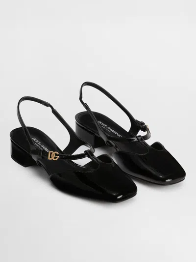 Dolce & Gabbana Patent Leather Slingback In Black