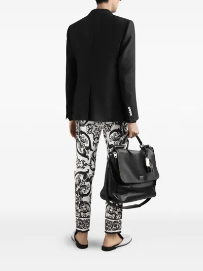 Dolce & Gabbana Portofino Single-breasted Linen Jacket In Black