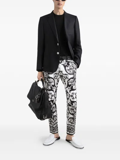 Dolce & Gabbana Portofino Single-breasted Linen Jacket In Black