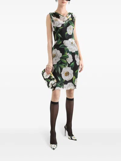 Dolce & Gabbana Printed Silk Dress In Multi