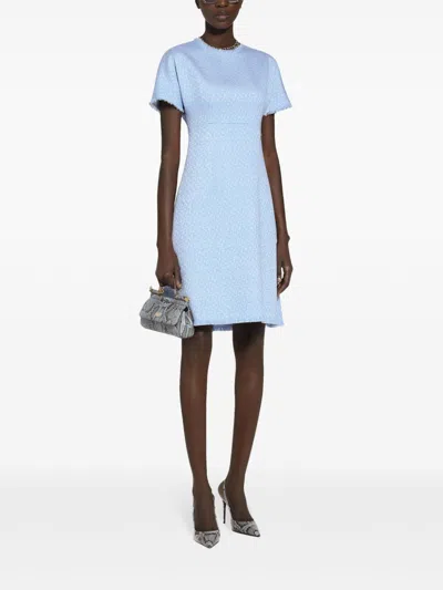 Dolce & Gabbana Rachel Tweed Dress With Dg Logo In Blue