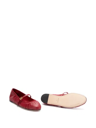 Dolce & Gabbana Vally Nappa Leather Ballet Flats In Burgundy