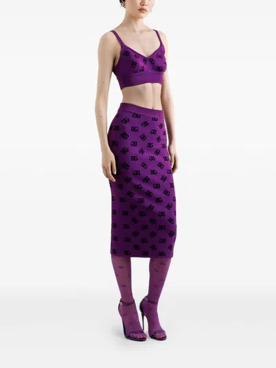 Dolce & Gabbana Viscose Bra Top With Dg Jacquard Logo In Pattern