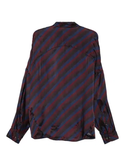 Dries Van Noten Striped Long Sleeve Collared Shirt In Multi