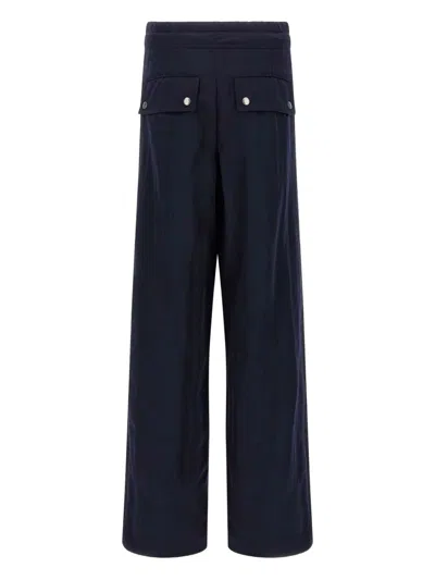 Dries Van Noten Wide Black Cotton Trousers In Blue
