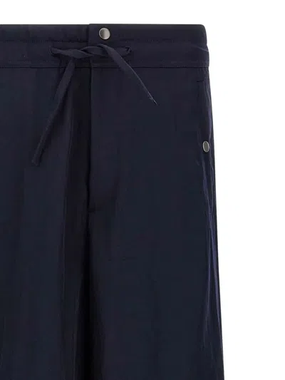 Dries Van Noten Wide Black Cotton Trousers In Blue