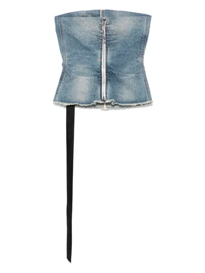 Drkshdw Denim Bustier Top In Blue