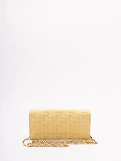 Fendi Women `baguette` Continental Wallet With Chain In Neutral