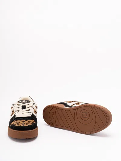 Fendi Low-top Platform In Multicolor Cavallino Calfskin And Suede In Multi