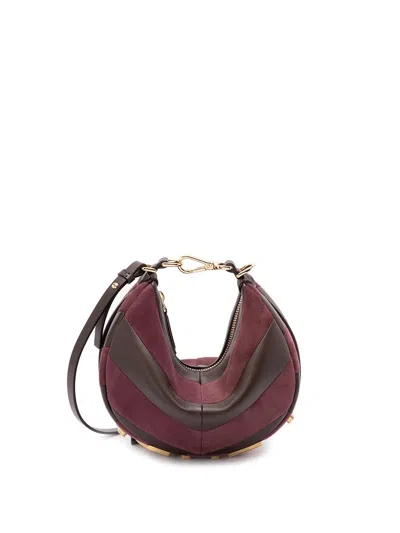 Fendi Mini-bag In Leather And Suede With Two-tone Inlay In Brown