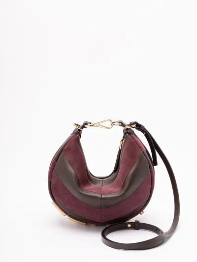 Fendi Mini-bag In Leather And Suede With Two-tone Inlay In Brown