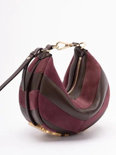 Fendi Mini-bag In Leather And Suede With Two-tone Inlay In Brown