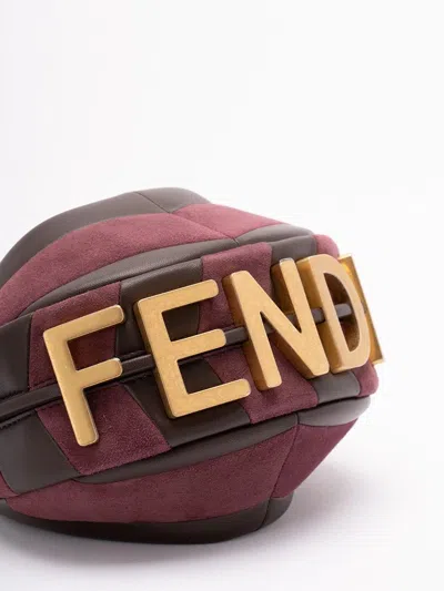 Fendi Mini-bag In Leather And Suede With Two-tone Inlay In Brown