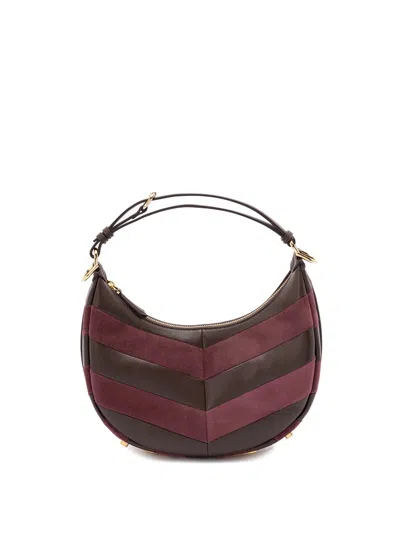 Fendi Leather And Suede Bag With Two-tone Inlay In Black