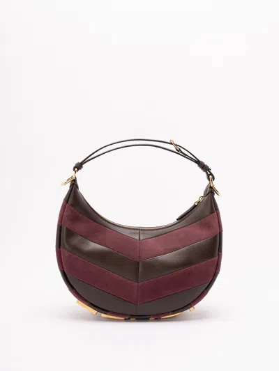 Fendi Leather And Suede Bag With Two-tone Inlay In Black