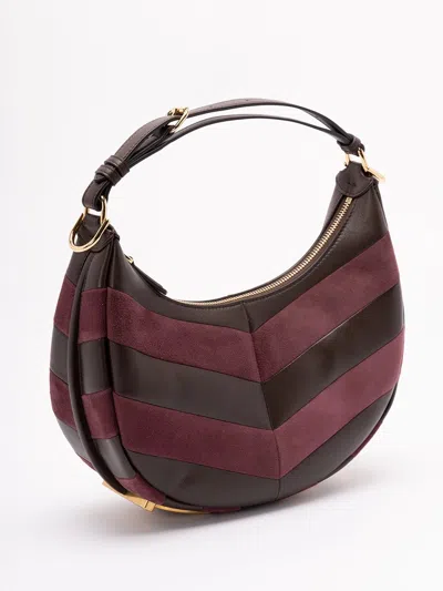 Fendi Leather And Suede Bag With Two-tone Inlay In Black