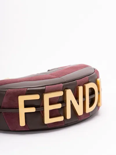 Fendi Leather And Suede Bag With Two-tone Inlay In Black