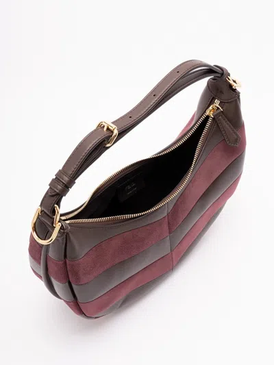 Fendi Leather And Suede Bag With Two-tone Inlay In Black
