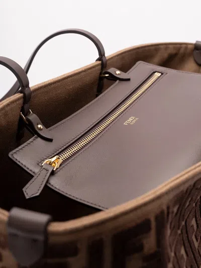 Fendi Roll Large Shopper In Ff Jacquard Velvet Bags In Multi