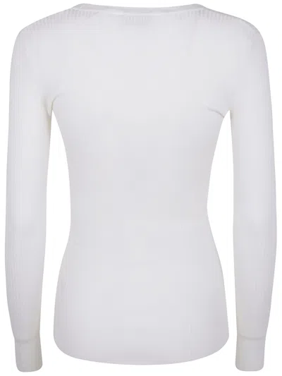 Elisabetta Franchi Ribbed Top With Button Details In White