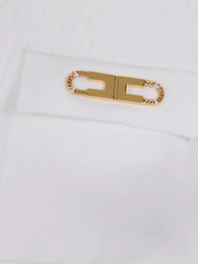 Elisabetta Franchi Ribbed Top With Button Details In White