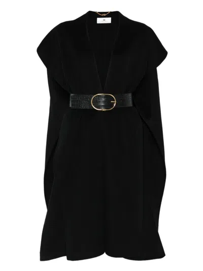 Elisabetta Franchi Wool Belted Coat In Black