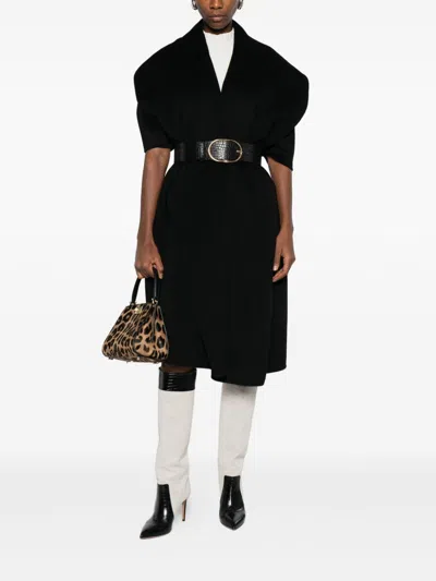 Elisabetta Franchi Wool Belted Coat In Black