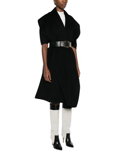 Elisabetta Franchi Wool Belted Coat In Black
