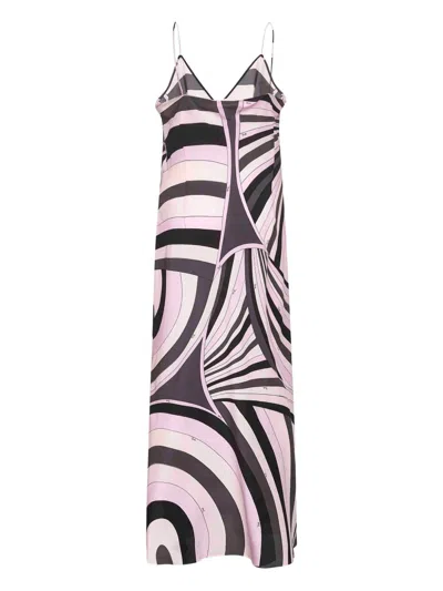 Pucci Printed Silk Long Dress In Multi