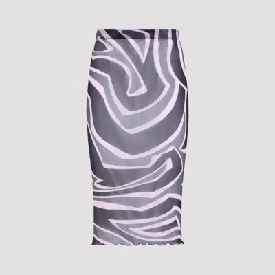 Pucci Prnted Tulle Longuette Midi Skirt Clothing