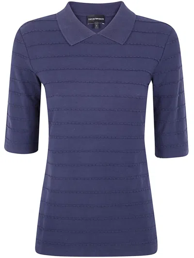 Emporio Armani Short Sleeve Polo Neck In Blue