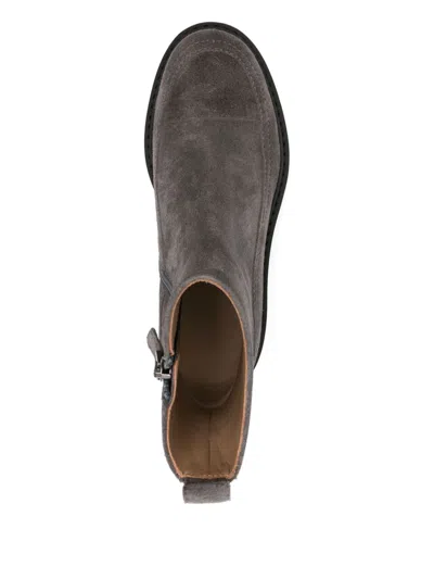 Emporio Armani Suede Leather Boots In Gray
