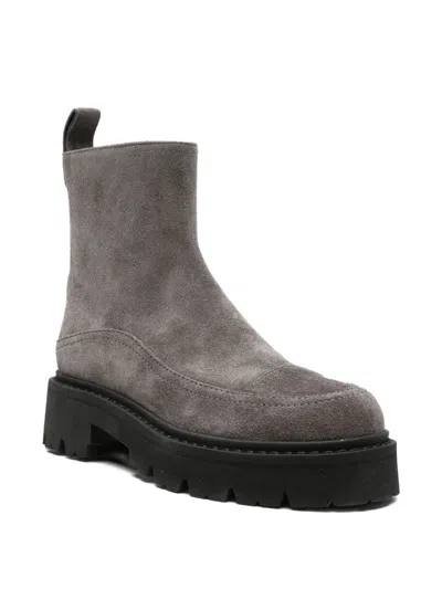 Emporio Armani Suede Leather Boots In Gray