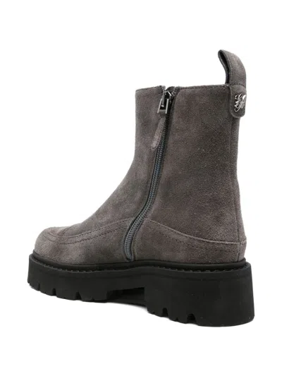Emporio Armani Suede Leather Boots In Gray