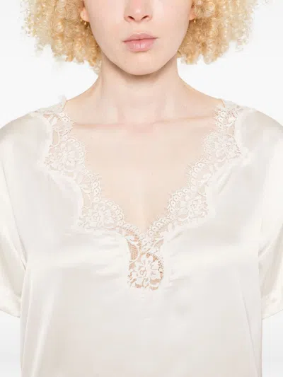 Ermanno Beige Silk T-shirt In Multi