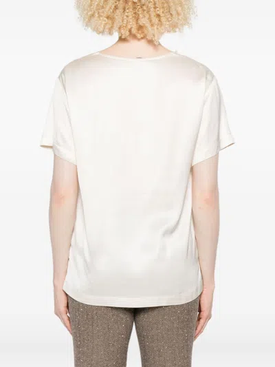 Ermanno Beige Silk T-shirt In Multi