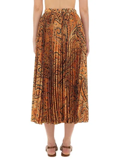 Etro Midi Paisley-print Pleated Skirt In Multi