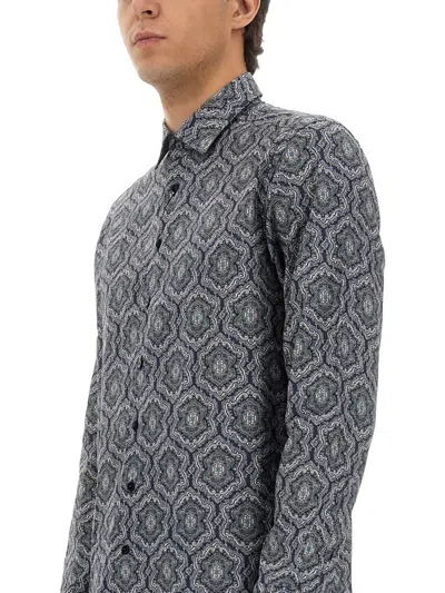 Etro Shirt Collar Printed Cuffed Sleeves In Blue