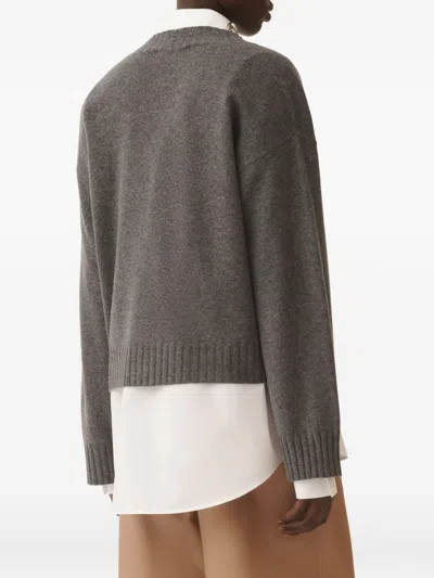 Fabiana Filippi Grey V-neck Sweater In Gray