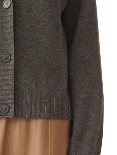 Fabiana Filippi Grey V-neck Sweater In Gray
