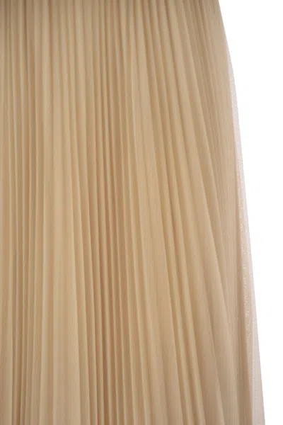 Fabiana Filippi Pleated Tulle Skirt With Knitted Waistband In Neutral